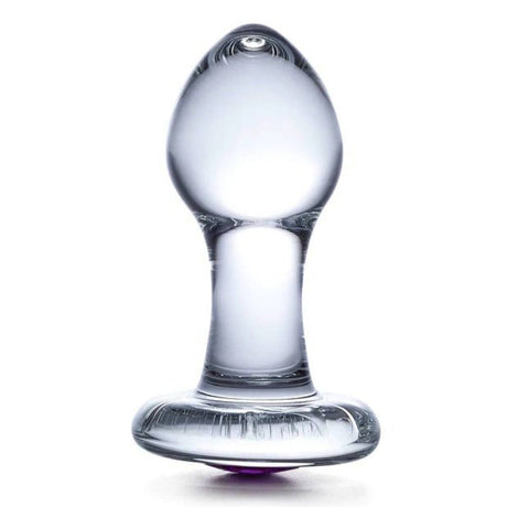 Glas Bling Bling Butt Plug Purple Clear 3.5 Inch - Simply Pleasure