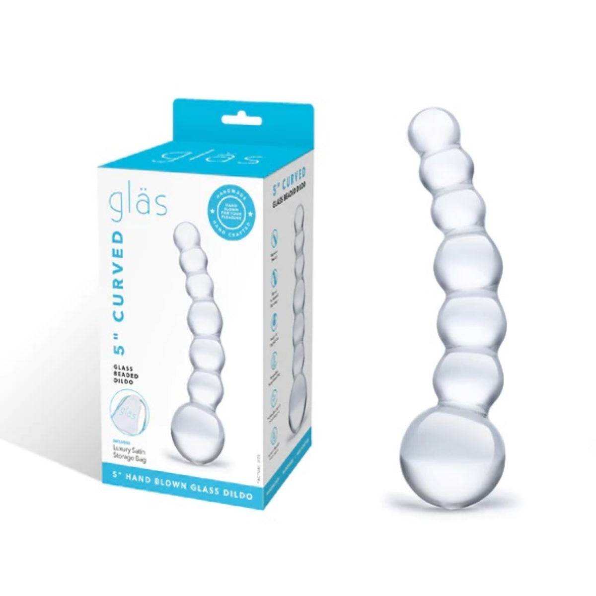 Glas Curved Glass Beaded Dildo Clear 5 Inch - Simply Pleasure