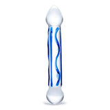 Glas Full Tip Textured Glass Dildo Blue 6.5 Inch - Simply Pleasure