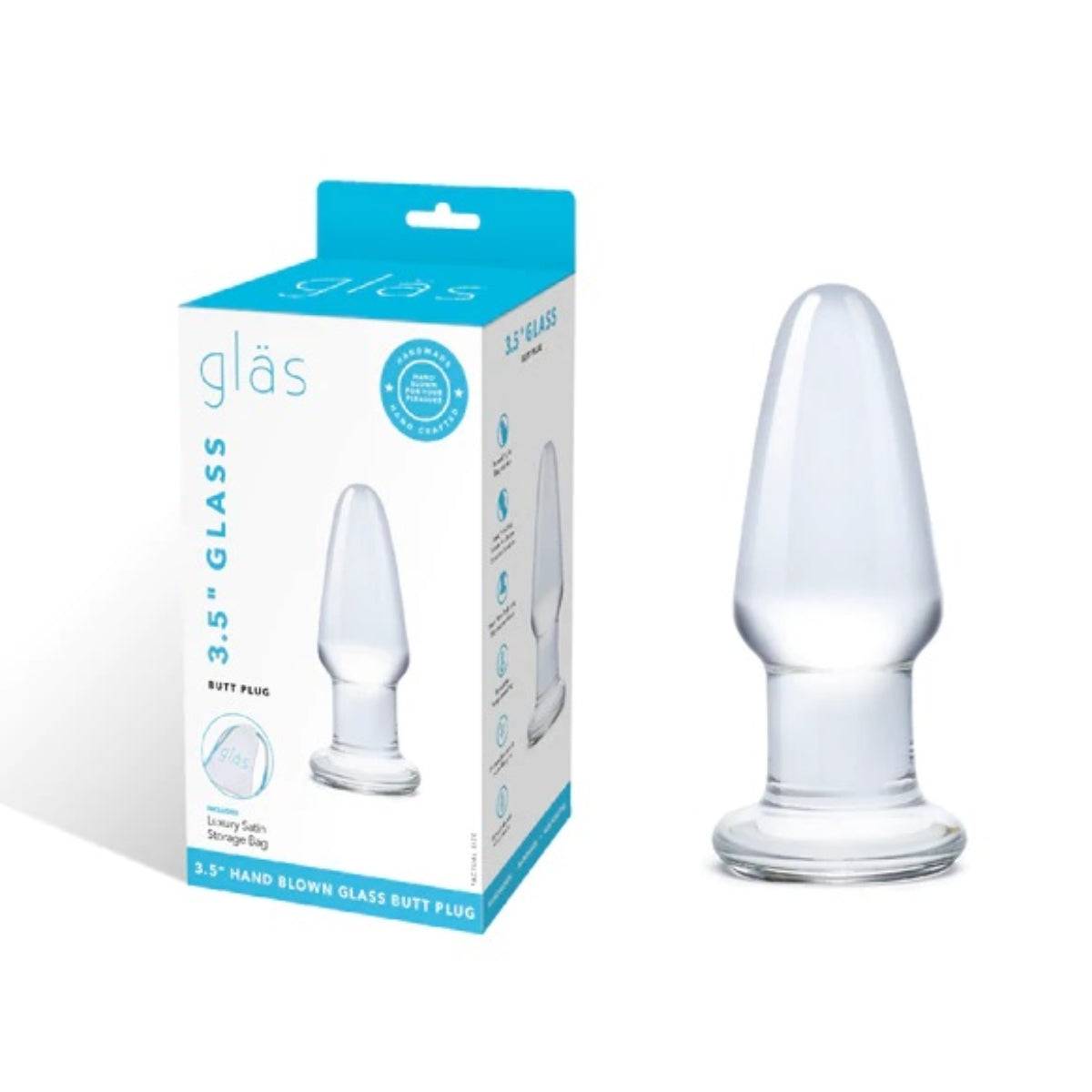 Glas Butt Plug Clear 3.5 Inch - Simply Pleasure