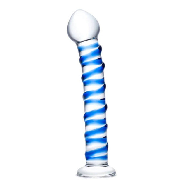 Glas Spiral Dildo Blue 7.5 Inch - Simply Pleasure