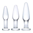 Glas Anal Training 3 Piece Butt Plug Set 4 Inch 4.75 Inch 5.25 Inch - Simply Pleasure