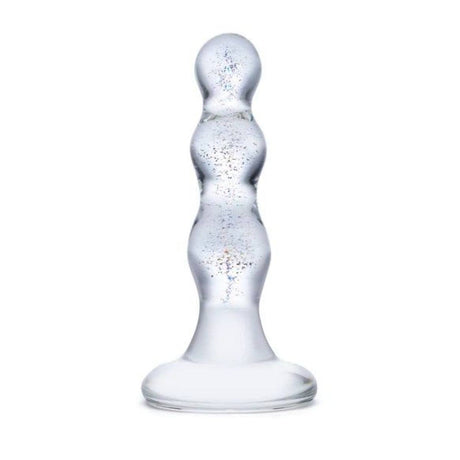 Glas Triple Play Beaded Butt Plug Clear 4 Inch - Simply Pleasure