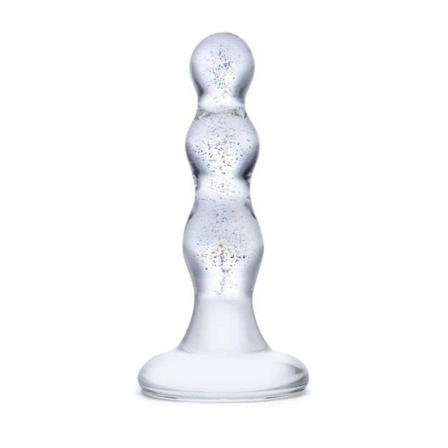 Glas Triple Play Beaded Butt Plug Clear 4 Inch - Simply Pleasure