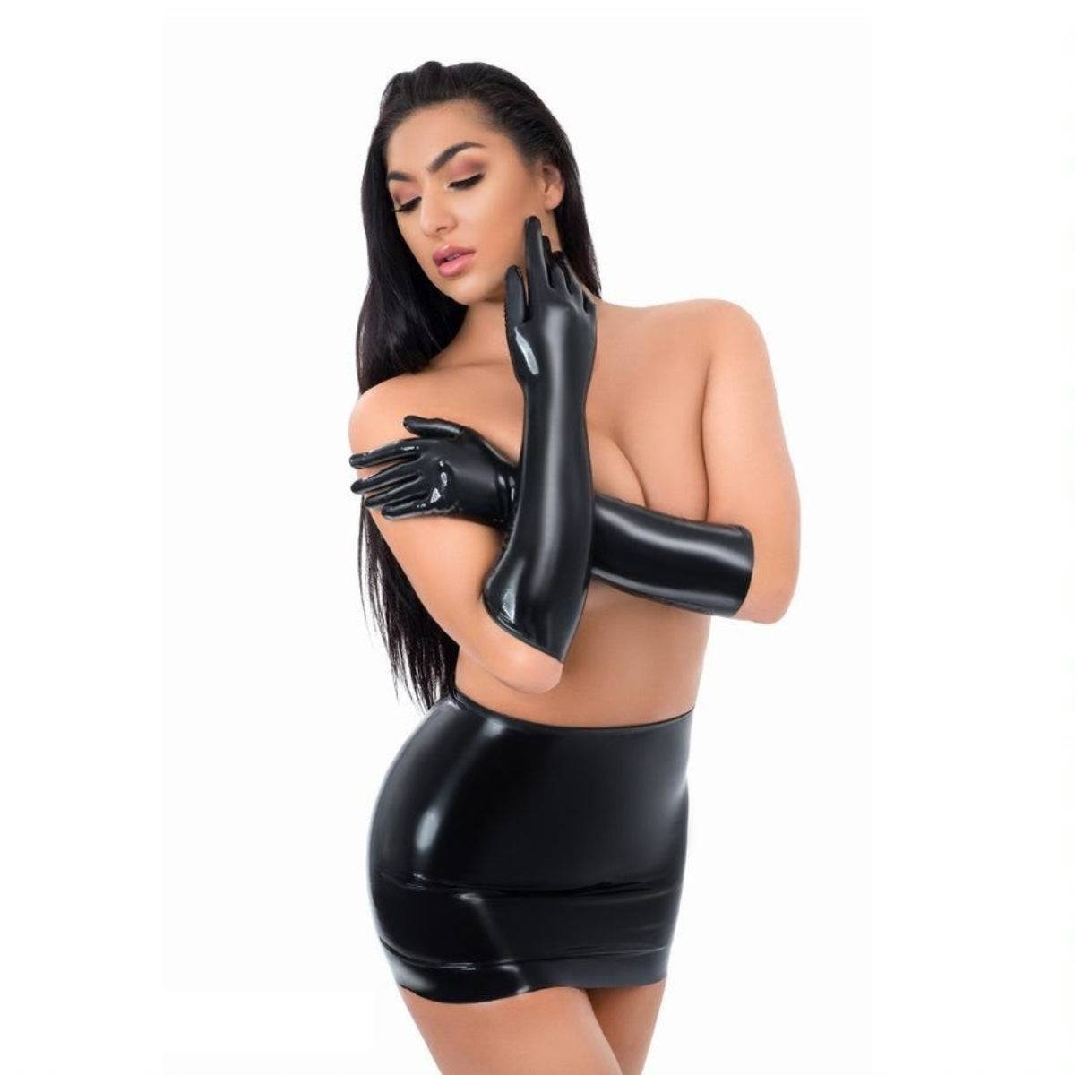 Me You Us Latex Full Length Gloves Black Small - Simply Pleasure