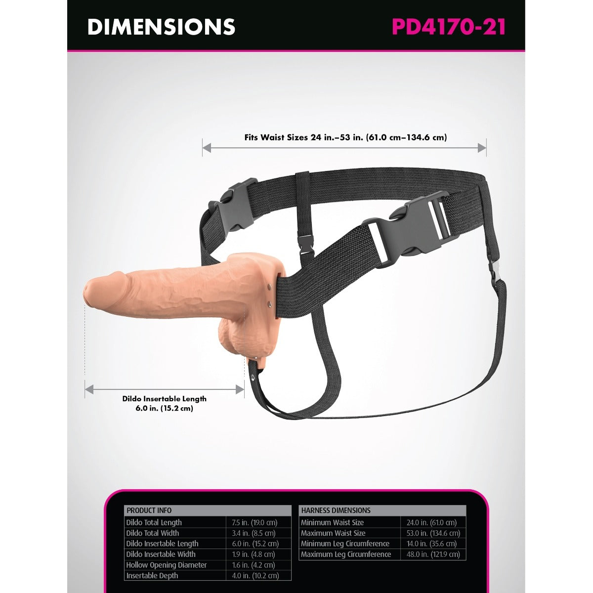 Fantasy X-Tensions Elite Vibrating Dual Density Silicone Hollow Strap On Light 6 Inch