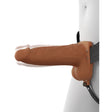 Fantasy X-Tensions Elite Vibrating Dual Density Silicone Hollow Strap On Brown 6 Inch