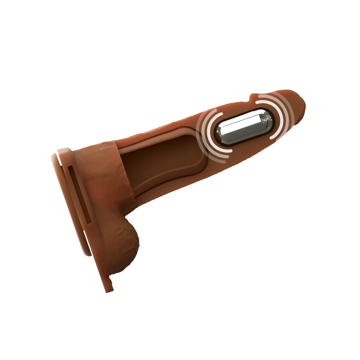 Fantasy X-Tensions Elite Vibrating Dual Density Silicone Hollow Strap On Brown 6 Inch