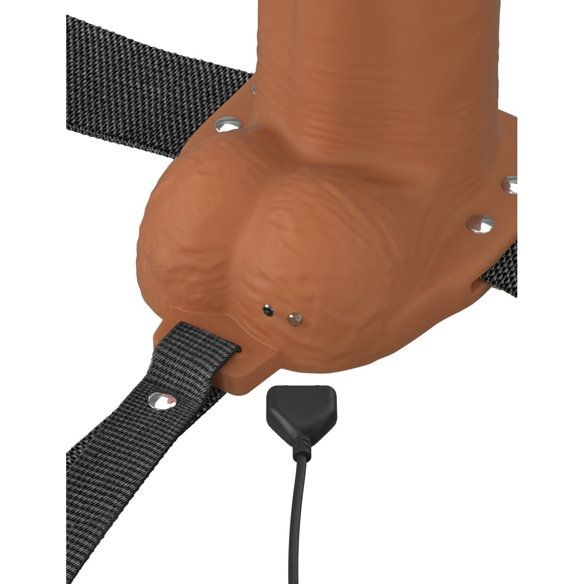 Fantasy X-Tensions Elite Vibrating Dual Density Silicone Hollow Strap On Brown 6 Inch