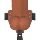 Fantasy X-Tensions Elite Vibrating Dual Density Silicone Hollow Strap On Brown 6 Inch
