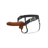 Fantasy X-Tensions Elite Vibrating Dual Density Silicone Hollow Strap On Brown 7 Inch