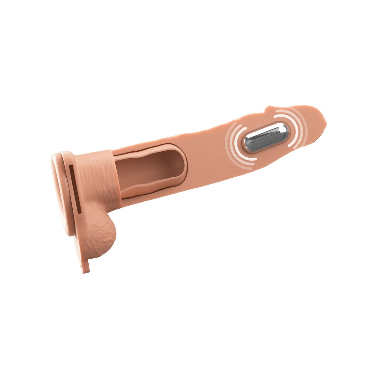 Fantasy X-Tensions Elite Vibrating Dual Density Silicone Hollow Strap On Light 8 Inch