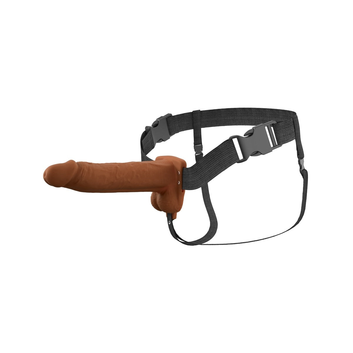 Fantasy X-Tensions Elite Vibrating Dual Density Silicone Hollow Strap-On Brown 8 Inch