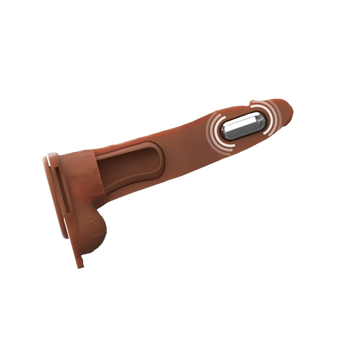 Fantasy X-Tensions Elite Vibrating Dual Density Silicone Hollow Strap-On Brown 8 Inch