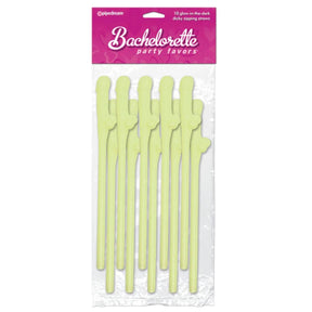 Bachelorette Party Favours Dicky Sipping Straws Glow In The Dark 10 Pack