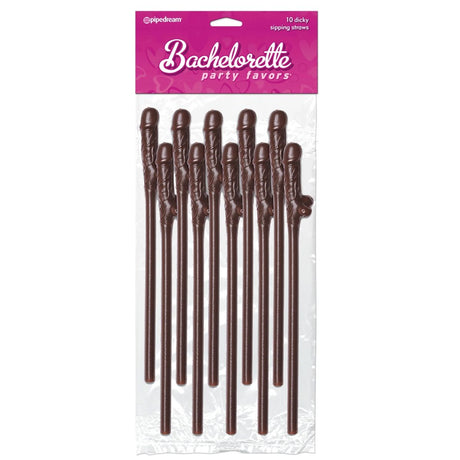 Bachelorette Party Favours Dicky Sipping Straws Brown 10 Pack