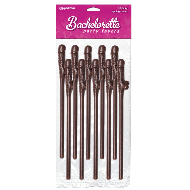 Bachelorette Party Favours Dicky Sipping Straws Brown 10 Pack