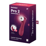 Satisfyer Pro 2 Generation 3 Liquid Air Technology Double Air Pulse Vibrator Wine Red