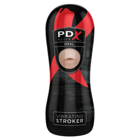 PDX Elite Vibrating Oral Stroker Black Pink